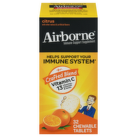 Airborne Immune Support Supplement Original Citrus Chewable Tablets, 32 Each