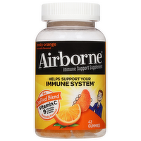 Airborne Gummies Original Immune Support Supplement Zesty Orange, 42 Each