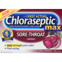 Chloraseptic Sore Throat Relief Max Strength Lozenges, 15 Each