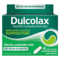 Dulcolax Medicated Laxative Comfort Shaped Suppositories, 4 Each