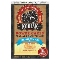 Kodiak Power Protein Packed Cakes Birthday Cake with Sprinkles Flapjack & Waffle Mix, 18 Ounce