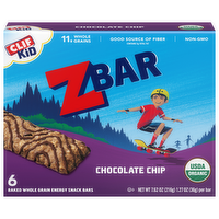 Clif Kid ZBar Organic Chocolate Chip Baked Whole Grain Energy Snack Bars, 6 Each