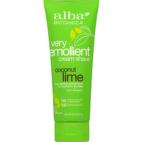 Alba Botanica Very Emollient Coconut Lime Cream Shave, 8 Ounce