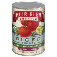 Muir Glen Organic Diced Tomatoes with Basil and Garlic, 14.5 Ounce