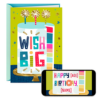 Hallmark Personalized Video Birthday Card, Wish Big (Record Your Own Video Greeting), 1 Each