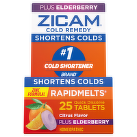 Zicam Cold Remedy RapidMelts Elderberry Citrus Flavor Tablets, 25 Each