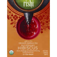 Rishi Organic Blueberry Hibiscus Caffeine Free Tea, 15 Each