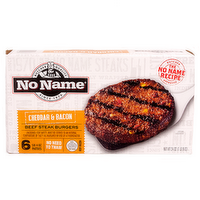 No Name Cheddar & Bacon Beef Steak Burgers, 24 Ounce