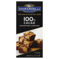 Ghirardelli Chocolate 100% Cacao Unsweetened Chocolate Premium Baking Bar, 4 Ounce