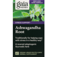 Gaia Herbs Stress Support Ashwagandha Root Herbal Supplement Phyto-Caps, 60 Each