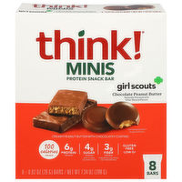 think! Minis Girl Scouts Chocolate Peanut Butter Protein Snack Bars, 8 Each