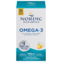 Nordic Naturals Omega-3 Lemon 1000mg Soft Gels, 60 Each