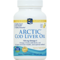 Nordic Naturals Arctic Cod Liver Oil 1000mg Lemon Soft Gels, 90 Each