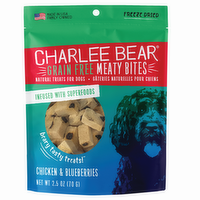 Charlee Bear Grain Free Meaty Bites Natural Dog Treats with Chicken & Blueberries, 2.5 Ounce