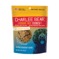 Charlie Bear Grain Free Crunch Natural Dog Treats with Bacon & Blueberry, 8 Ounce