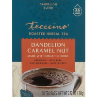 Teeccino Dandelion Caramel Nut Roasted Herbal Tea, 10 Each