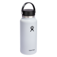 Hydro Flask White Wide Mouth Stainless Steel Water Bottle, 32 Ounce