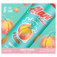 Alani Nu Juicy Peach Energy Drinks, 6 Each