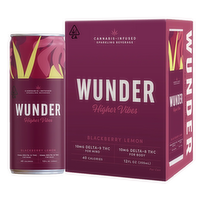 Find Wunder Higher Vibes THC Blackberry Lemon Cannabis-Infused Sparkling Beverages, 4 Each