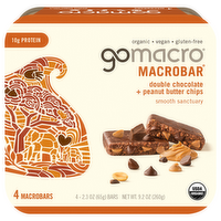 GoMacro Smooth Sanctuary Double Chocolate & Peanut Butter Chips MacroBars, 4 Each