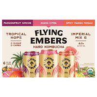 Flying Embers Tropical Hops Mix Hard Kombucha Variety Pack, 6 Each