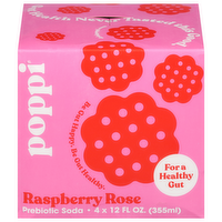 Poppi Raspberry Rose Prebiotic Soda, 4 Each