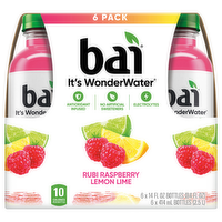 Bai Rubi Raspberry Lemon Lime Flavored Antioxidant Water Beverages, 6 Each