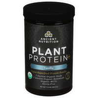 Ancient Nutrition Vanilla Plant Protein Plus Organic Vegan Protein Powder Dietary Supplement, 325 Gram