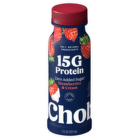 Chobani 15g Protein Zero Added Sugar Strawberries & Cream Lowfat Greek Yogurt Drink, 7 Ounce