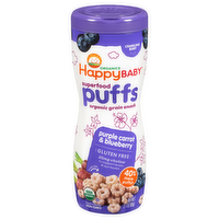 HappyBaby Superfood Puffs Purple Carrot & Blueberry Organic Grain Snack, 2.1 Ounce