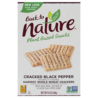 Back to Nature Cracked Black Pepper Harvest Whole Wheat Crackers Plant Based Snacks, 8.5 Ounce