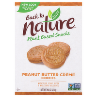 Back to Nature Peanut Butter Creme Sandwich Cookies Plant Based Snacks, 9.6 Ounce