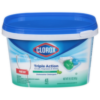 Clorox Triple Action Dishwasher Detergent Pacs Fresh Scent, 43 Each