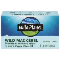 Wild Planet Wild Mackerel Skinless & Boneless Fillets in Extra Virgin Olive Oil, 4.4 Ounce