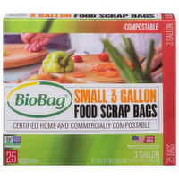 BioBag Compostable Small 3 Gallon Food Scrap Bags, 25 Each