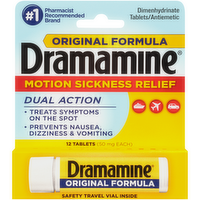 Dramamine Motion Sickness Relief Tablets, 12 Each