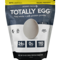 Designer Protein Totally Egg Natural Egg White & Yolk Protein Powder Classic Vanilla, 12.4 Ounce