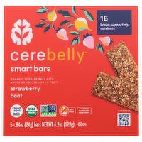 Cerebelly Smart Bars Organic Toddler Bars Strawberry Beet, 5 Each