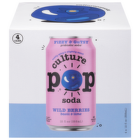 Culture Pop Wild Berries Basil & Lime Probiotic Soda, 4 Each