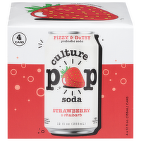 Culture Pop Strawberry & Rhubarb Probiotic Soda, 4 Each