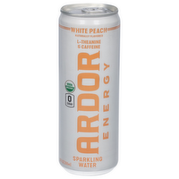 Ardor Energy Organic White Peach Sparkling Water, 12 Ounce
