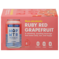 Hop Wtr Non-Alcoholic Ruby Red Grapefruit Flavored Sparkling Hop Water, 6 Each