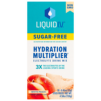 Liquid I.V. Sugar Free Hydration Multiplier White Peach Electrolyte Drink Mix, 10 Each