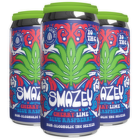 Lupulin Brewing Smazy Cherry Lime Blue Raspberry Non-Alcoholic THC Seltzers, 4 Each