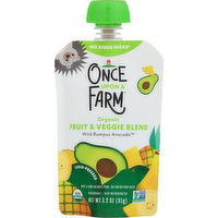 Once Upon A Farm Organic Fruit & Veggie Blend Wild Rumpus Avocado Pouch, 3.2 Ounce