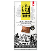 MilkBoy Switzerland Alpine Milk with Refreshing Lemon and Ginger Swiss Chocolate Bar, 3.5 Ounce
