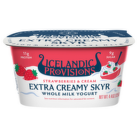 Icelandic Provisions Strawberries & Cream Extra Creamy Skyr Yogurt, 4.4 Ounce