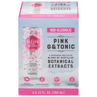 Clever Pink G & Tonic Premium Non-Alcoholic Cocktails, 4 Each