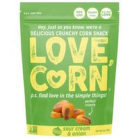 Love Corn Sour Cream & Onion Crunchy Corn Snacks, 4 Ounce