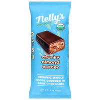 Nelly's Organics Chunky Almond Butter Bar Covered in Dark Chocolate, 1.6 Ounce